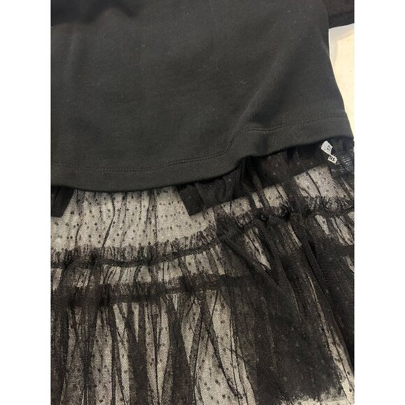 Free People Black Pullover With Sheer Ruffle Hem & Crochet Details Small Petite - Picture 8 of 10